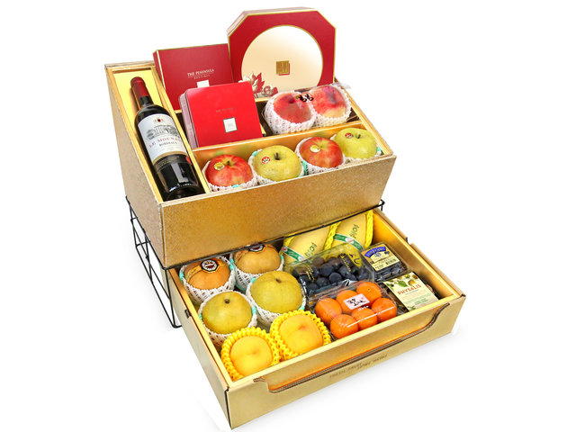 Fruit Basket - Mid Autumn Double Deck Peninsula MoonCake Fruits Gift Tower D10 - 0DP0716F7 Photo