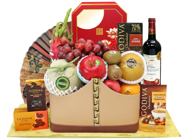 Mid-Autumn Gift Hamper - Mid Autumn Peninsula Moon Cake With Luxury Godiva Chocolate Fruit Hamper  FH105 - L76607524 Photo